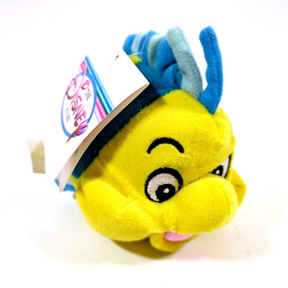 Disney Store Flounder The Little Mermaid Mini Bean Bag Plush 7" NWT
